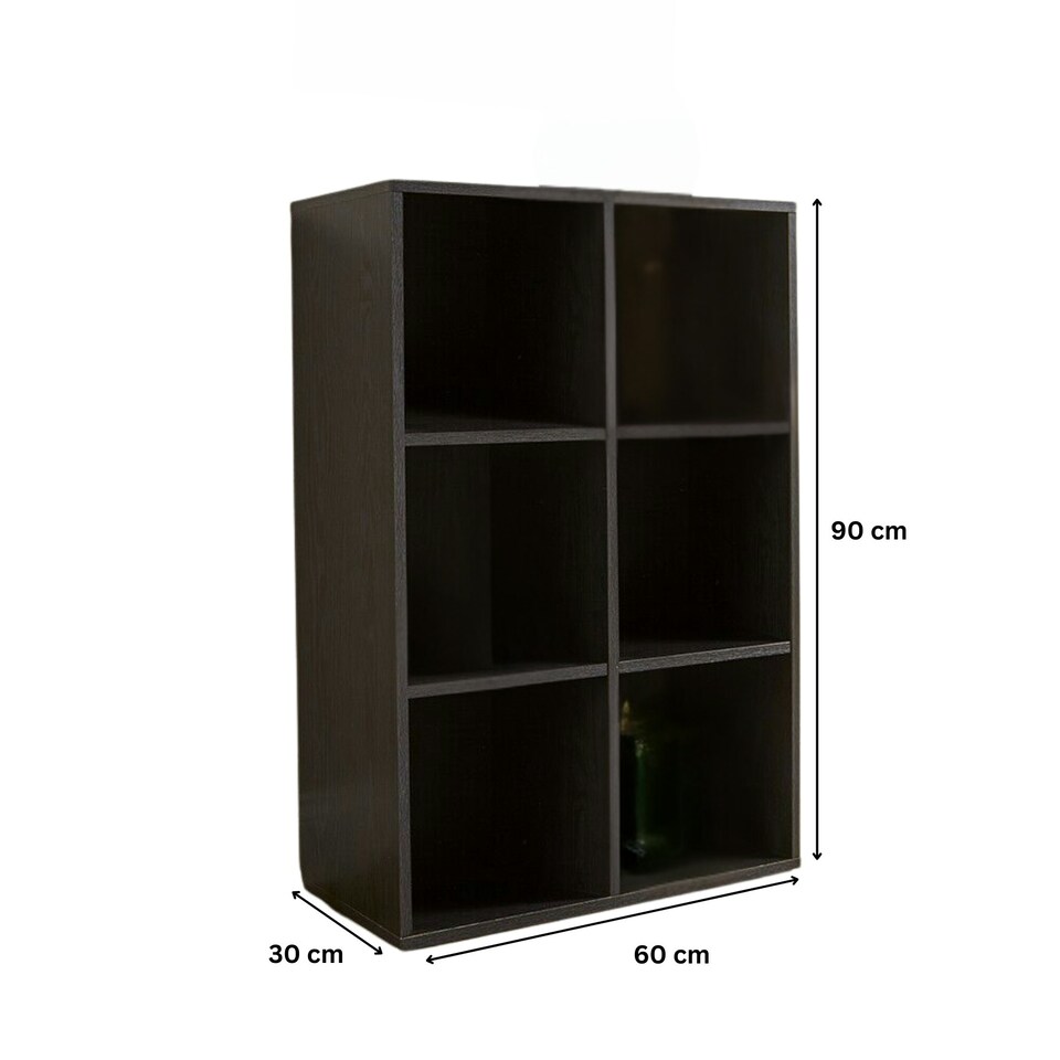 image 1 of Storage Cube 6 Shelf Bookcase Wooden Display Unit Organiser Black Furniture Black | No Drawers