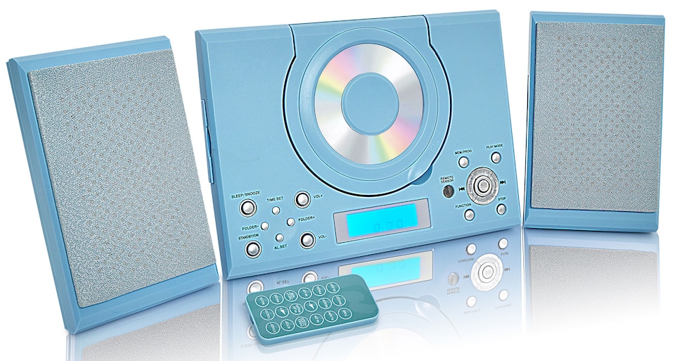 image 1 of CD Player with Speakers - HiFi System for Home with Radio, USB, MP3, Clock Alarm & Remote - Compact Stereo System with Wall Mount Design - Small CD Players for Home - GTMC-101