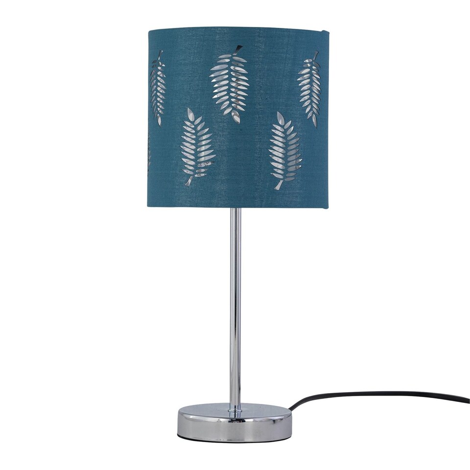 image 1 of Fern - Teal Cut Out 15.5cm Table Lamp Shade | Green | Silver | Small | 1