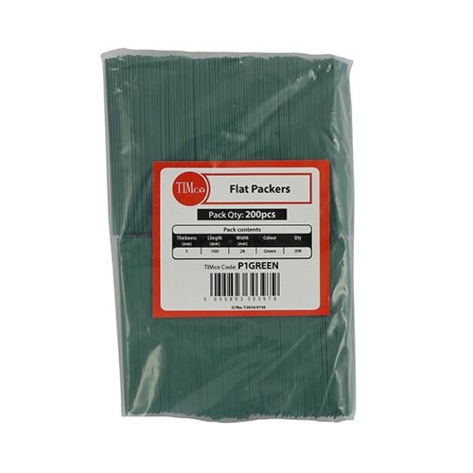 image 1 of Timco - Individual Packers - 28mm - 1.0mm - Green (Size 100 x 28 x 1 - 200 Pieces)