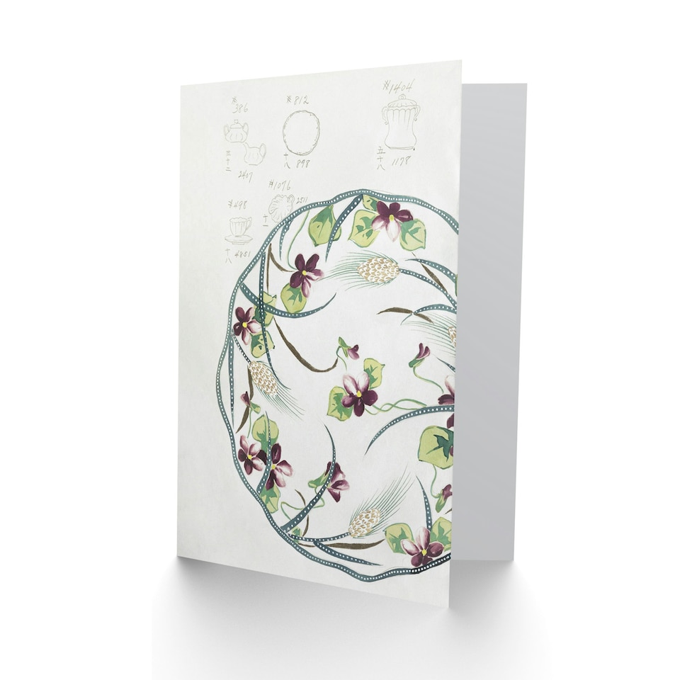 image 1 of Noritake Factory Japanese Art Card Vintage Floral Plate Design