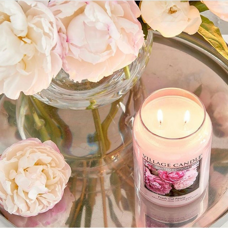 image 1 of Village Candle Large Jar Candle Fresh Cut Peony Pink | One Size