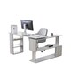 image 1 of Grey Office Desk L-shaped with Grey Velvet Upholstered Chair Wooden Room Furniture Grey