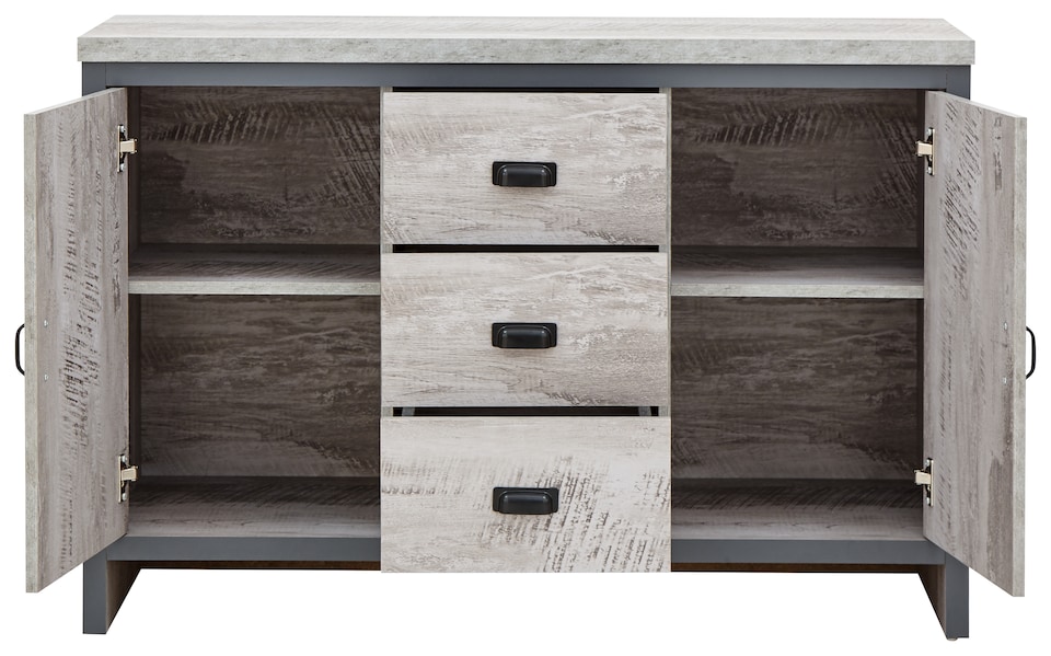image 1 of Boston 2 Door 3 Drawer Sideboard | Grey | Grey