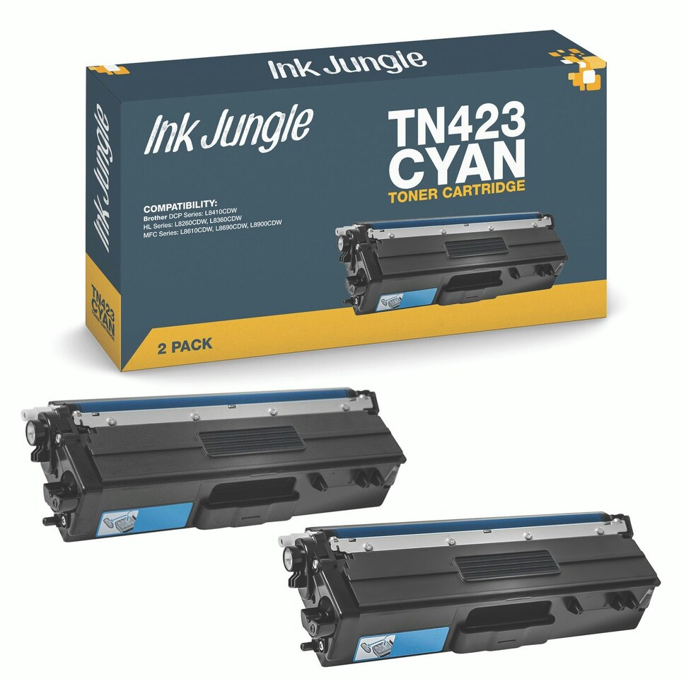 image 1 of 2x Compatible Brother TN423 Cyan Toner Cartridges Blue