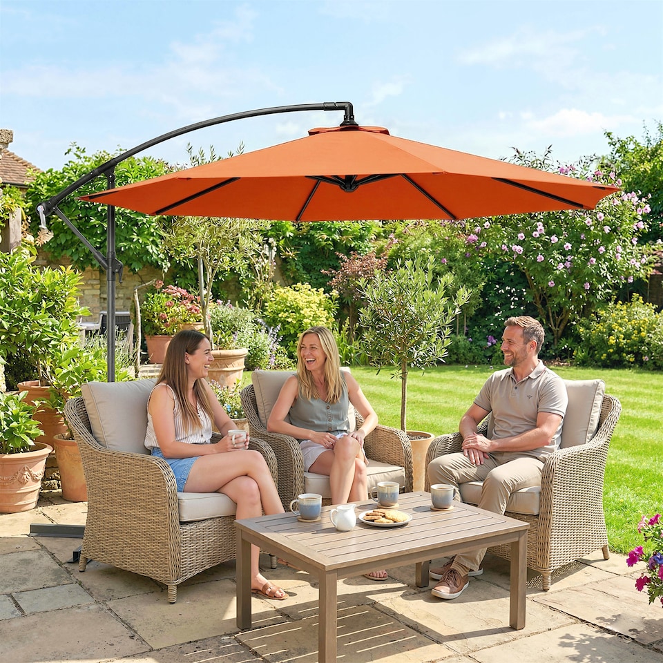 image 1 of Outsunny 3 m Cantilever Parasol, Offset Outdoor Umbrella with Crank Handle
