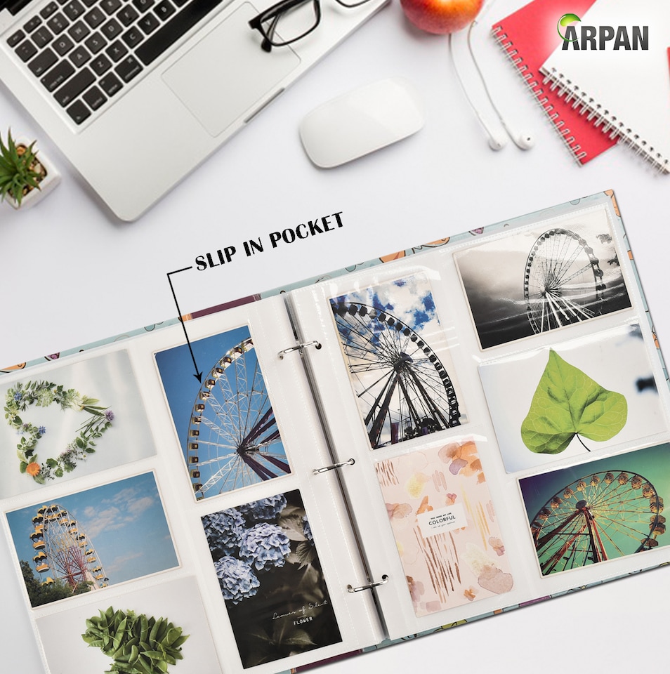 image 1 of ARPAN Large 3-Ring Binder Photo Album Holds 500 Photos 6x4" (10x15cm) – Slip In Pocket Picture Album for Wedding, Baby, Birthday, Family & Travel Memories