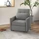 image 2 of HOMCOM Convertible Single Chair Bed w/ Tufted Upholstered Fabric, Grey