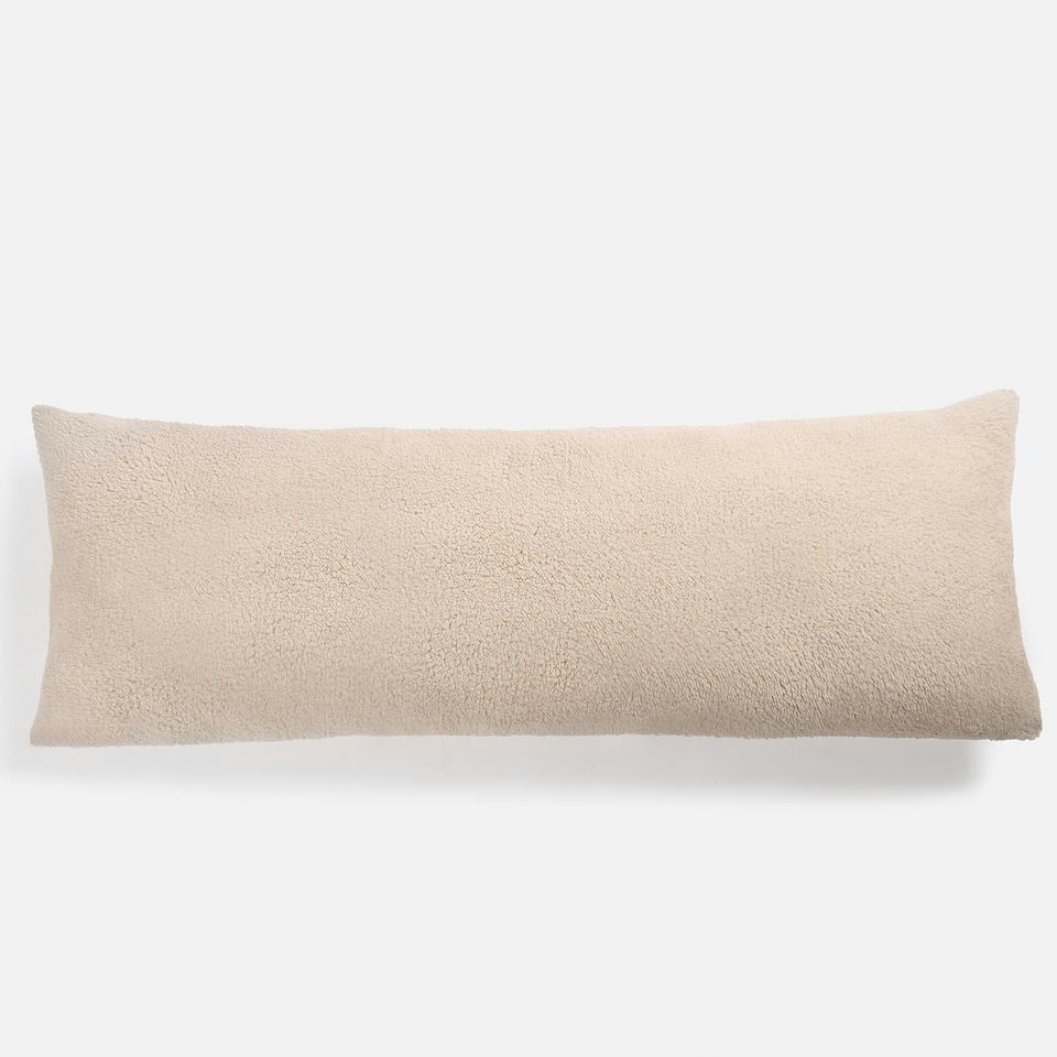 image 1 of OHS Teddy Fleece Long Bolster Pregnancy Body Support Cushion, 40x137cm - Natural