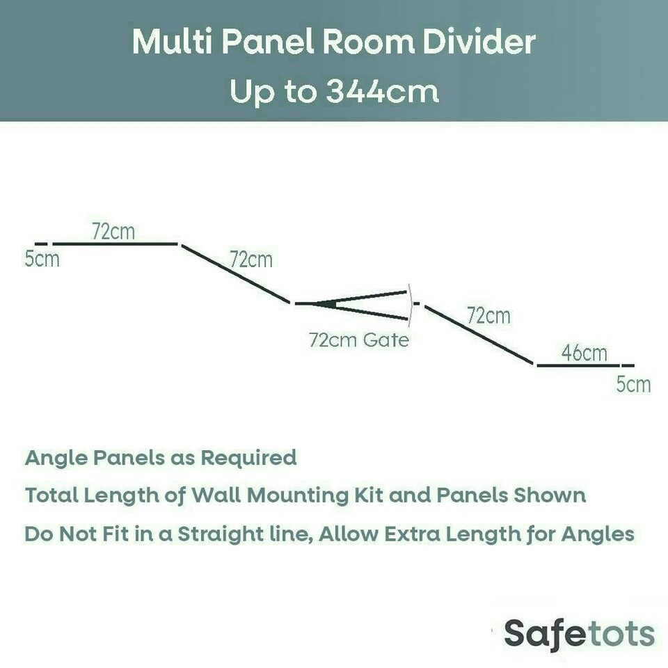 image 1 of Safetots Premium Extra Tall Room Divider, up to 344cm Wide, White, 105cm Tall, Multi Panel Flexible Room Barrier, Room Divider with Door for Baby White
