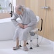 image 2 of HOMCOM Shower Chair for the Elderly and Disabled, Height Adjustable Shower Stool with Back and Flipped Padded Arms, Suction Foot Pads, White