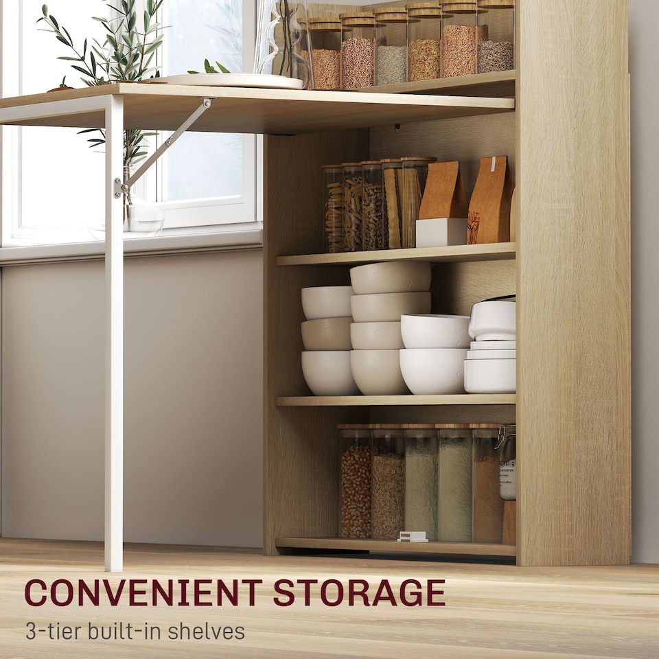 image 1 of HOMCOM Folding Dining Table, Kitchen Table with Shelves