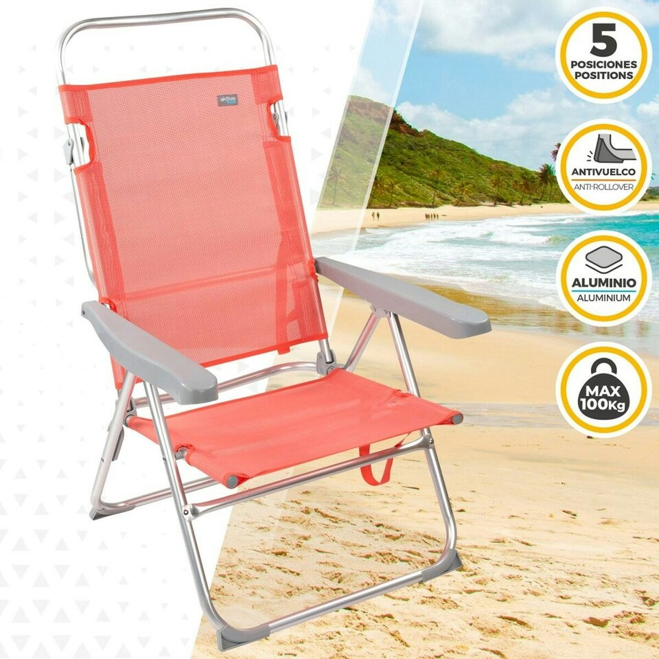 image 1 of Folding Chair Aktive Flamingo Coral 48 x 99 x 57 cm (4 Units) N/A