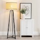 image 3 of ValueLights Lottie Black Wood Tripod Floor Lamp Natural Cane Shade