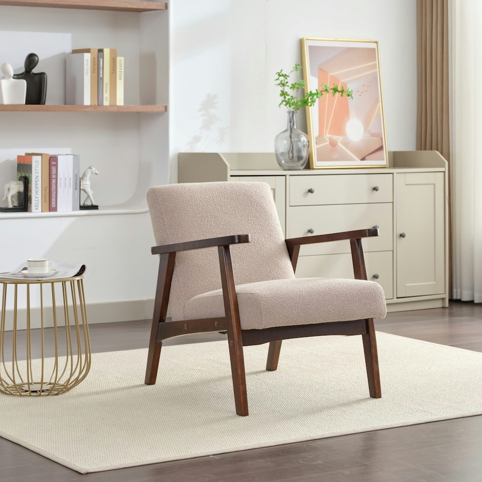 image 1 of Hadley Boucle Fabric Accent Chair - Brown