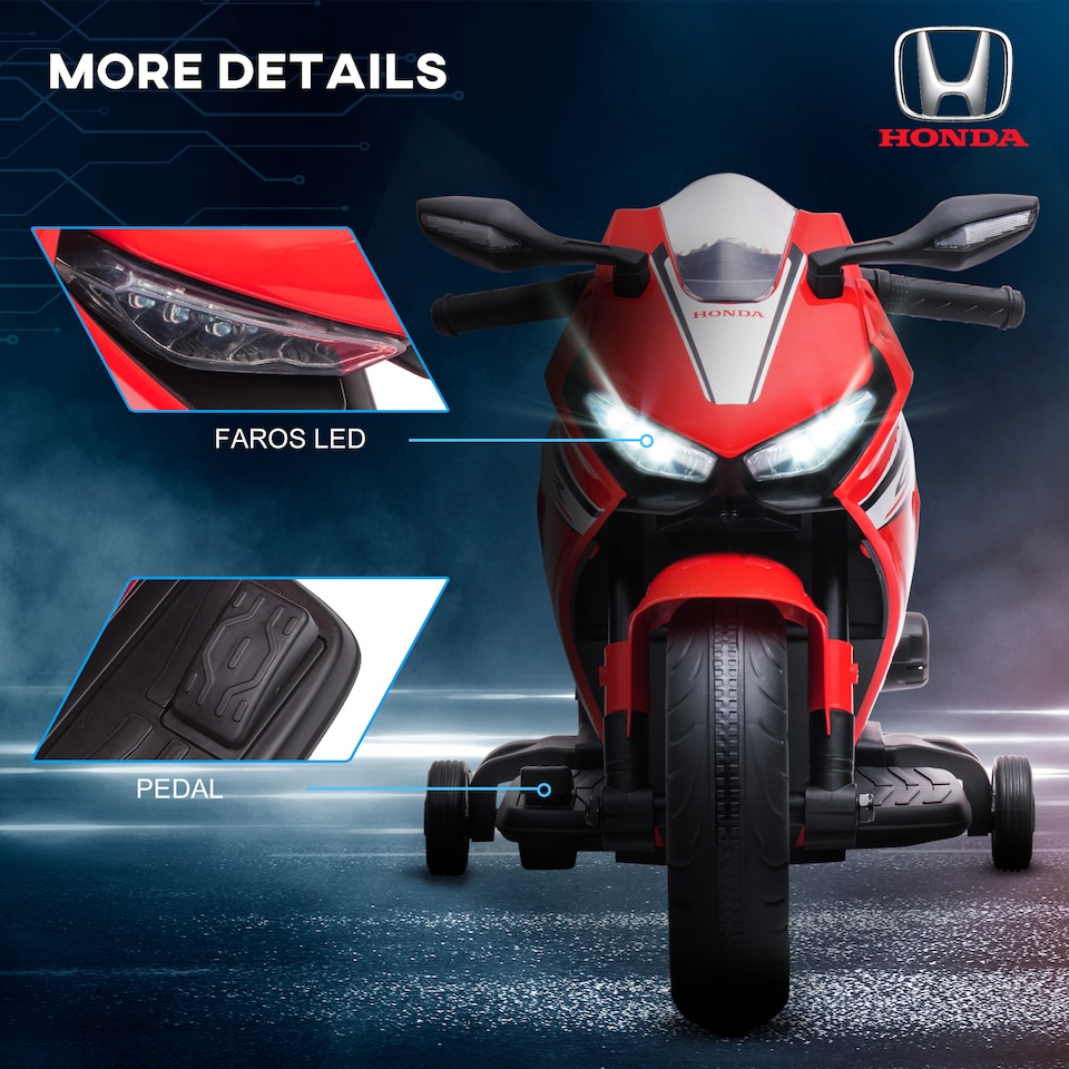 image 1 of HOMCOM Honda Licensed 6V Kids Electric Motorbike Ride On Car for 3-5 Years Red