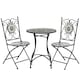image 1 of Outsunny 3 Pcs Mosaic Tile Garden Bistro Set Outdoor w/ Table 2 Folding Chairs