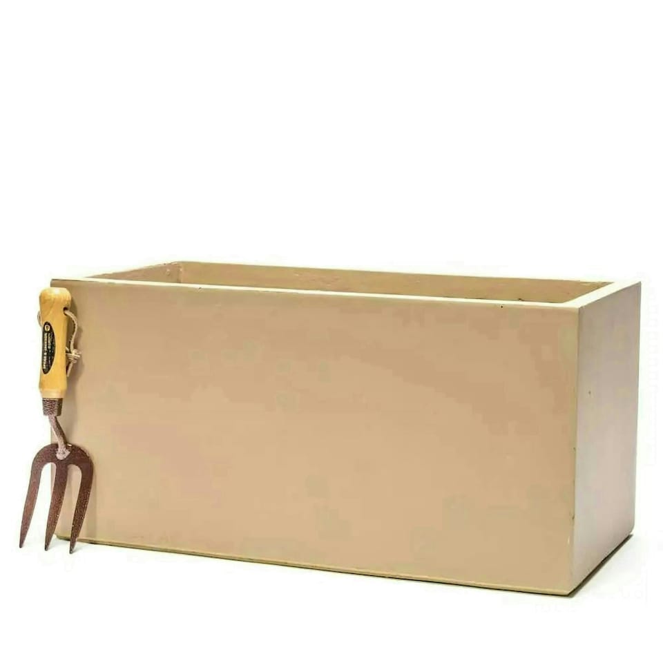 image 1 of Primrose Garden Fibrecotta Sand Beige Trough Rectangular Planter 80cm