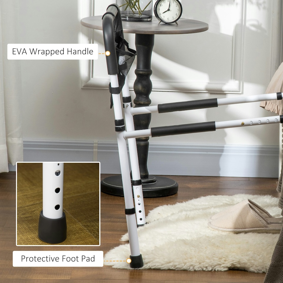 image 1 of HOMCOM Adjustable Bed Assist Rail Grab Bar for Senior and Disabled White