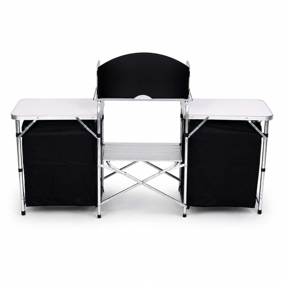 image 1 of Large Portable Folding Outdoor Aluminium Camping Travel Kitchen Work Top | Black