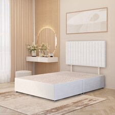 Texas Divan Bed Base with 30 Inch Headboard Plush Velvet | White | White