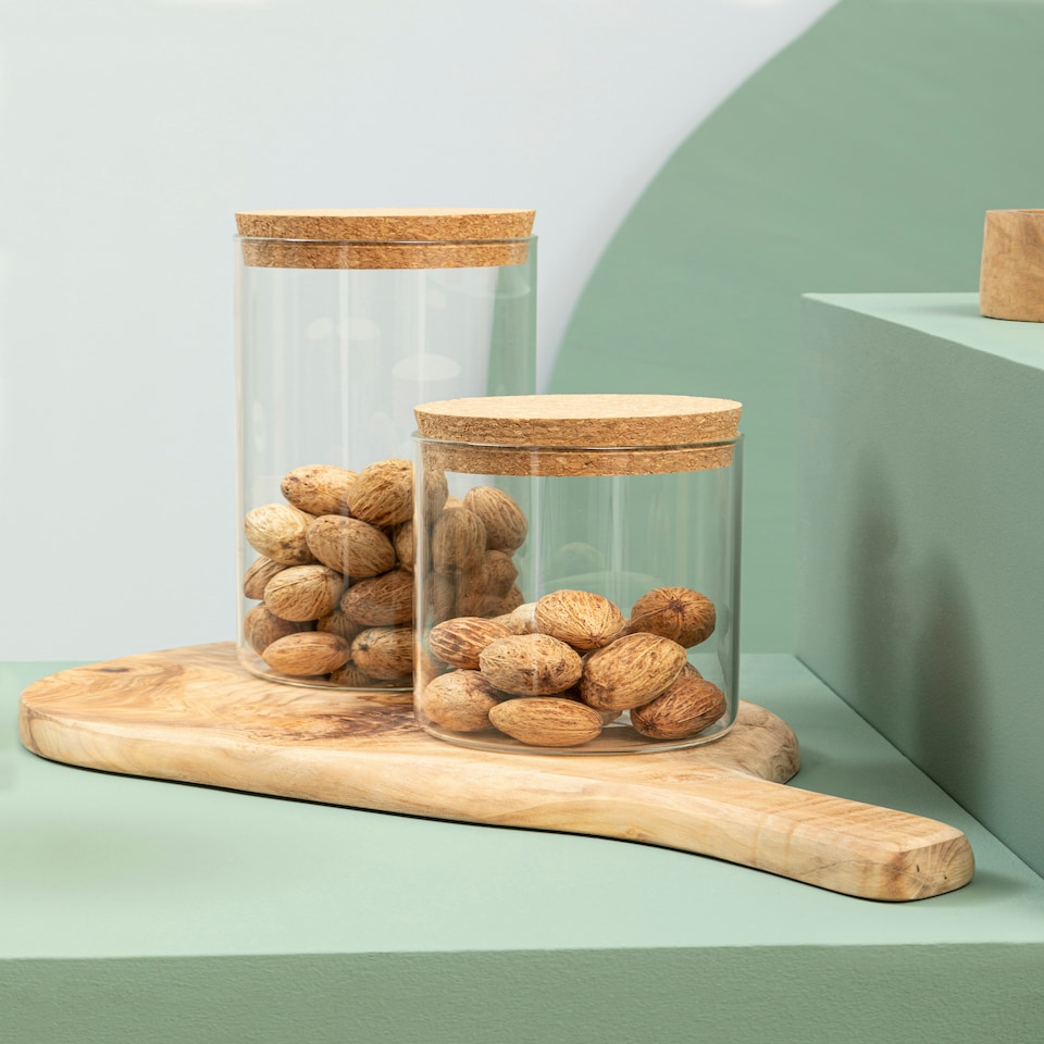 image 1 of Interiors by Premier Large Glass Jar, Eco-Friendly Glass with Airtight Cork Lid and Chalkboard Label, Perfect for Storing Spices
