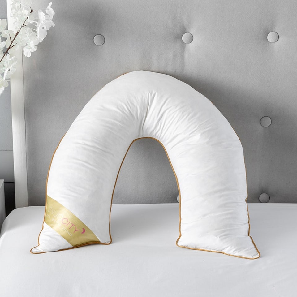 image 1 of V Shape Goose Feather And Down Luxury Pillow 100% Cotton Cover White