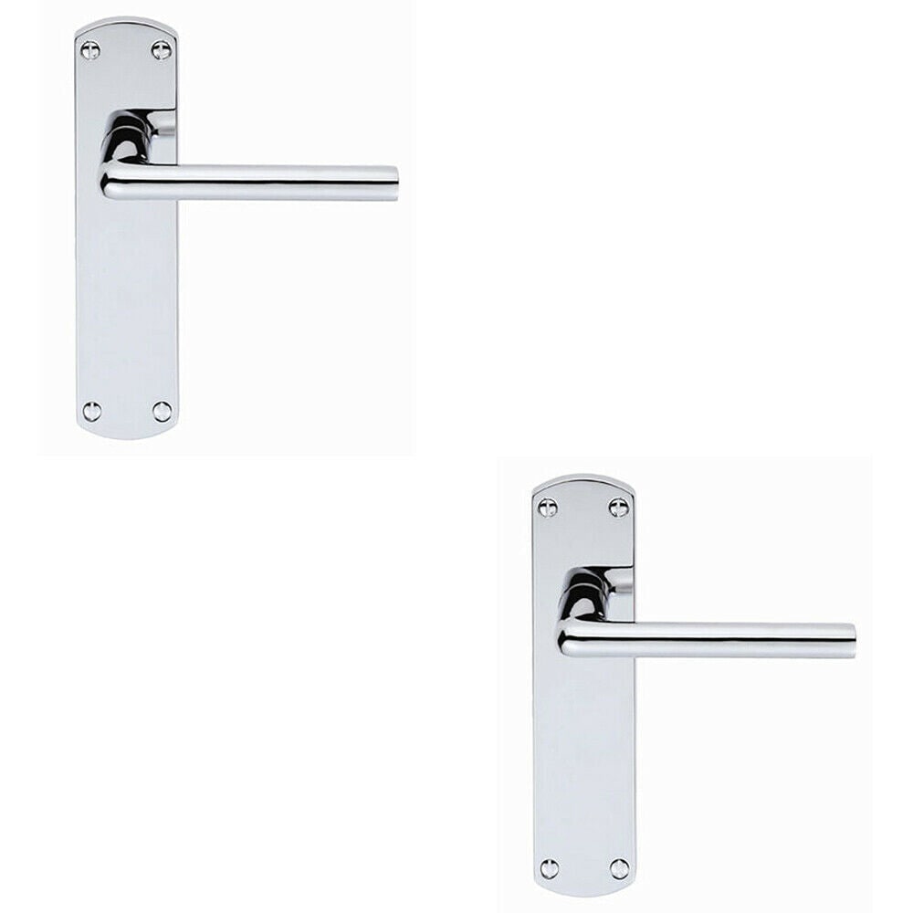 Loops 2x Rounded Straight Bar Handle on Latch Backplate 170 x 42mm Polished Chrome
