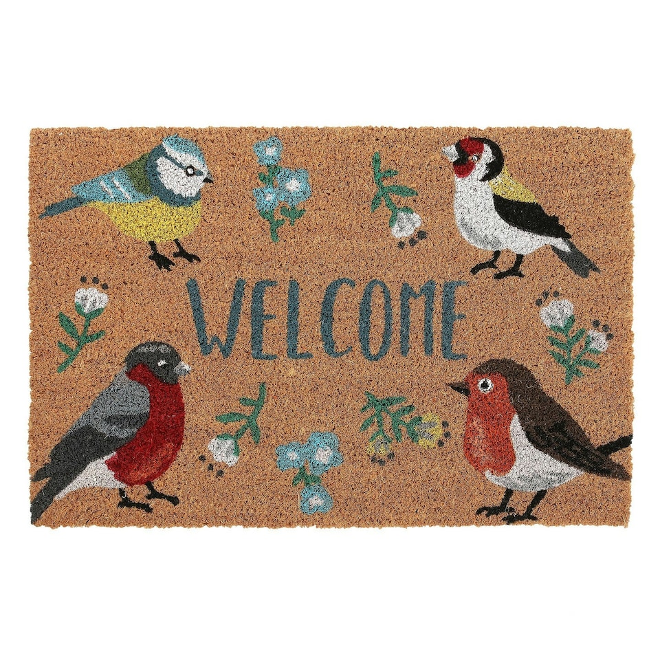 image 1 of Something Different British Garden Birds Welcome Door Mat - Natural - One Size