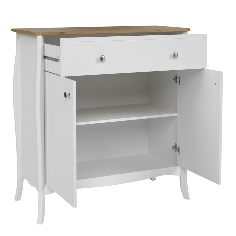 image 1 of Baroque Sideboard 2 Doors 1 Drawer in Pure White Iced Coffee Lacquer