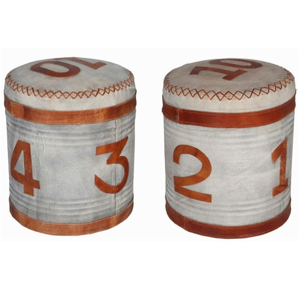 image 1 of Porto Stool RETRO Canvas and Leather