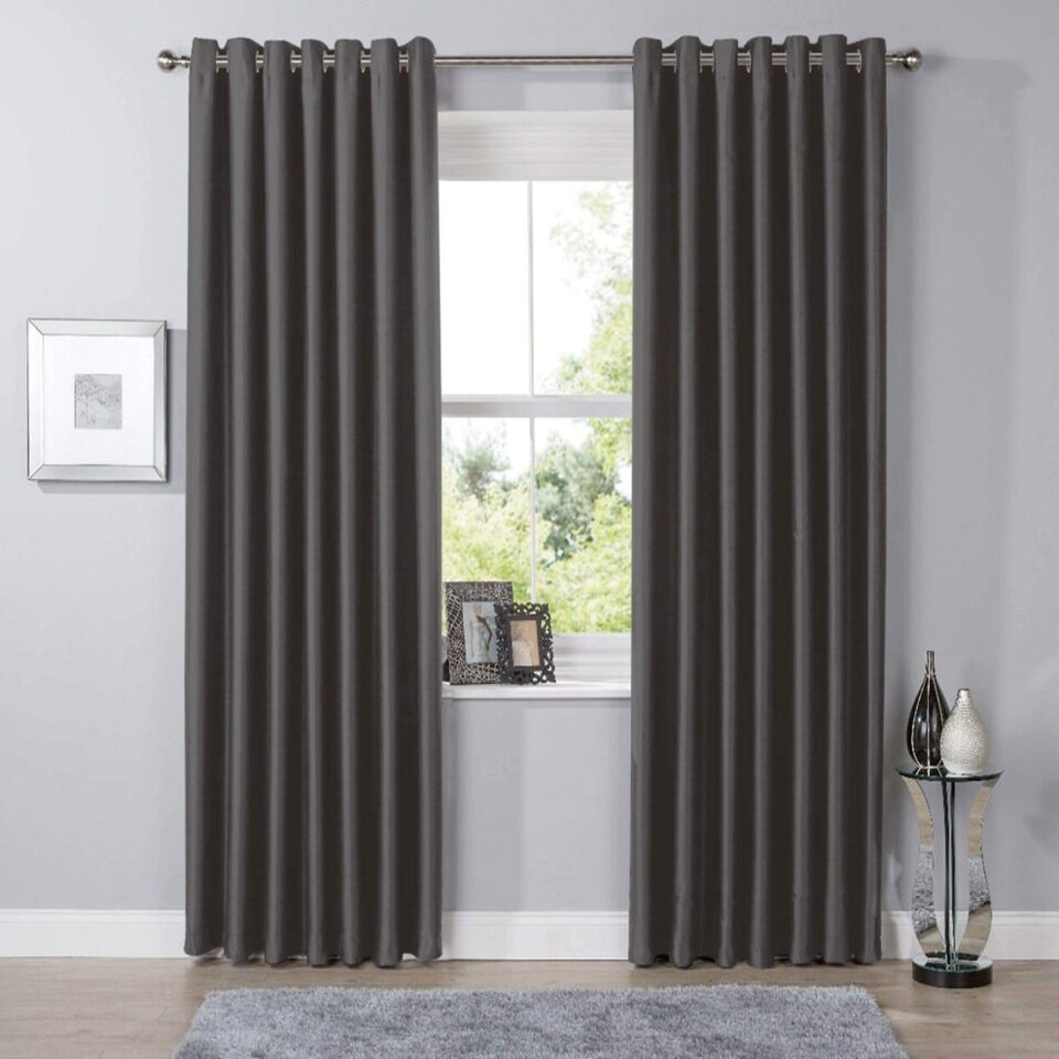 Blackout Curtains in Charcoal, 167cm x 228cm Grey | Grey