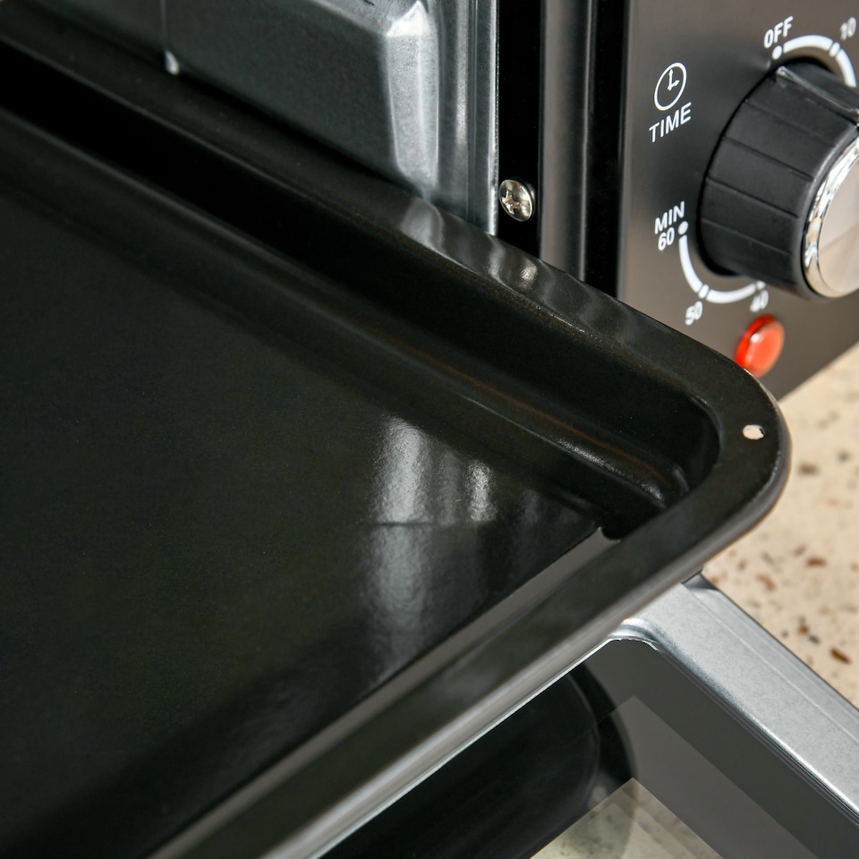 image 1 of HOMCOM Mini Oven, 21L Countertop Electric Grill, Toaster Oven with Adjustable Temperature, Timer, Baking Tray and Wire Rack, 1400W, Black