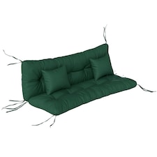Outsunny Outdoor Seat Cushions Back Cushion with 2 Pillows, Seat Pads | Green | Green | Seat cushion: 150x50x10cm, Back cushion: 150x50x10cm, Pillow: 40x30x15cm
