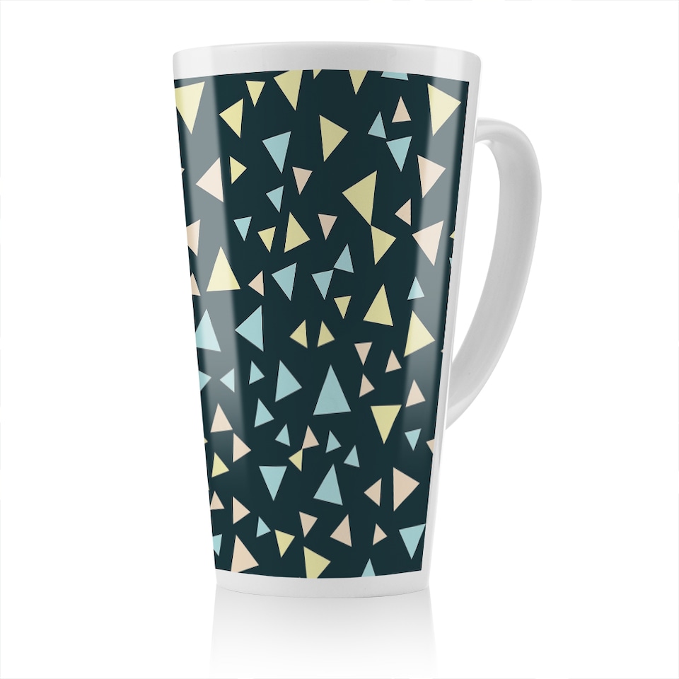 image 1 of Yellow & Blue Triangles Latte Mug