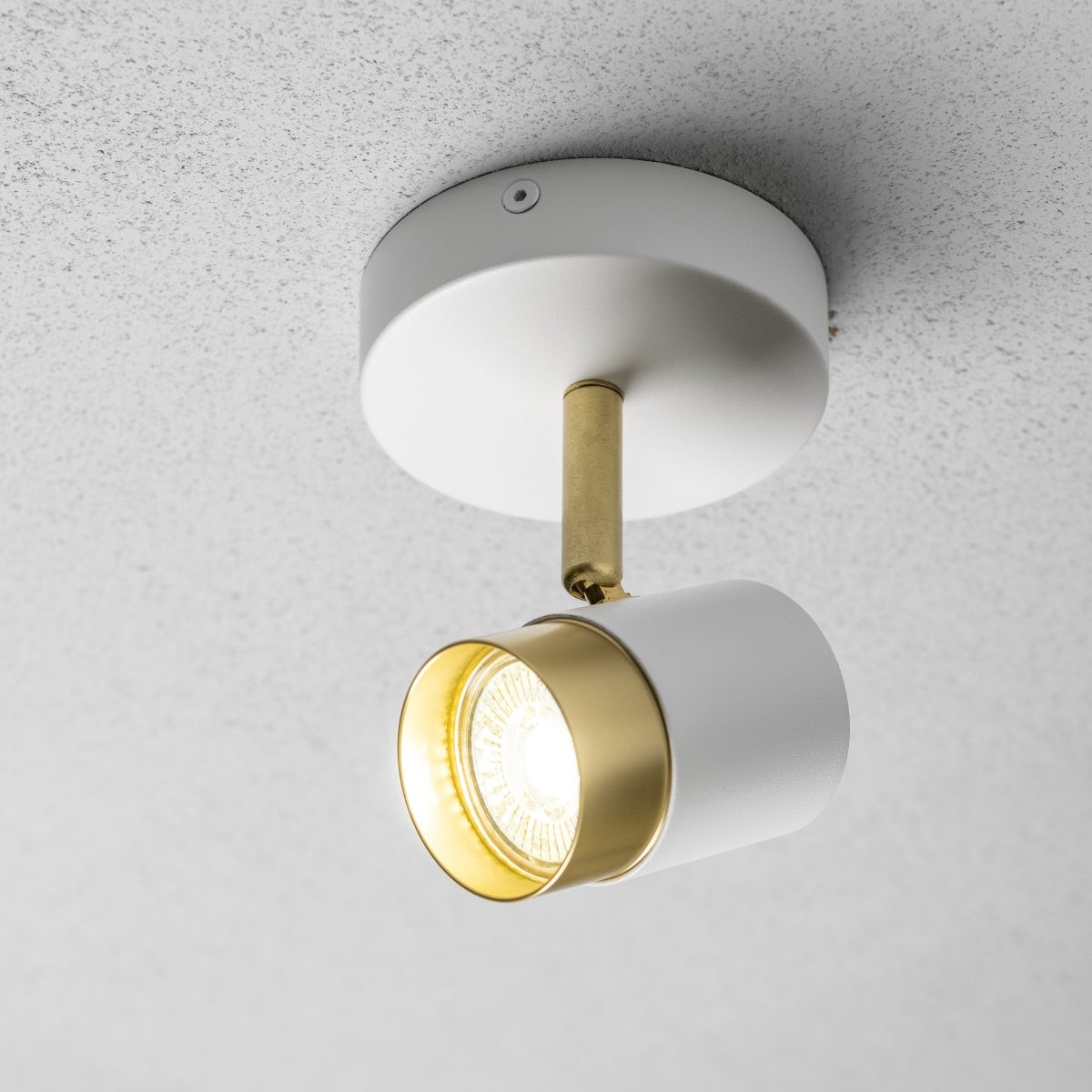 CGC Orio White and Brushed Gold Single GU10 Adjustable Ceiling and Wall Spot Light Multi White and Brushed Gold height: 12 cm, width: 10 cm