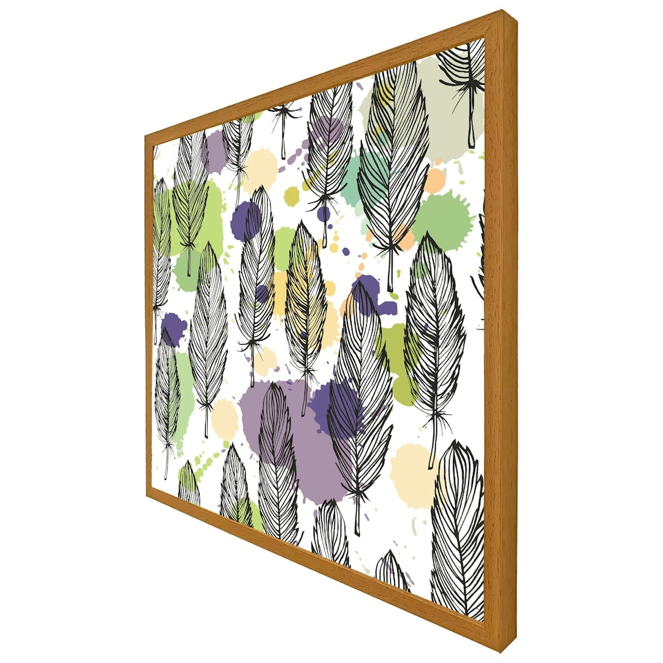 image 1 of Spotted coloured feather pattern, background (Picture Frame) Black | M