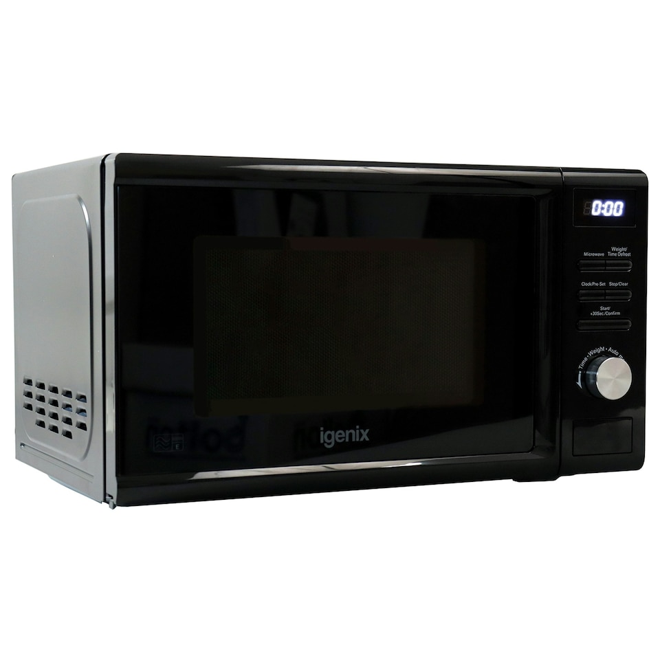 image 1 of Igenix IGMD0820B Digital Microwave, 20 Litre, 800 W, 5 Power Levels, Defrost by Time/Weight, 95 Minute Timer, Black