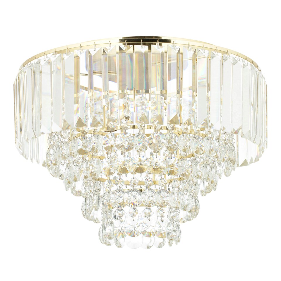 image 1 of BHS Paladina 3 Light Flush Ceiling Light | Gold | Satin Brass | 1