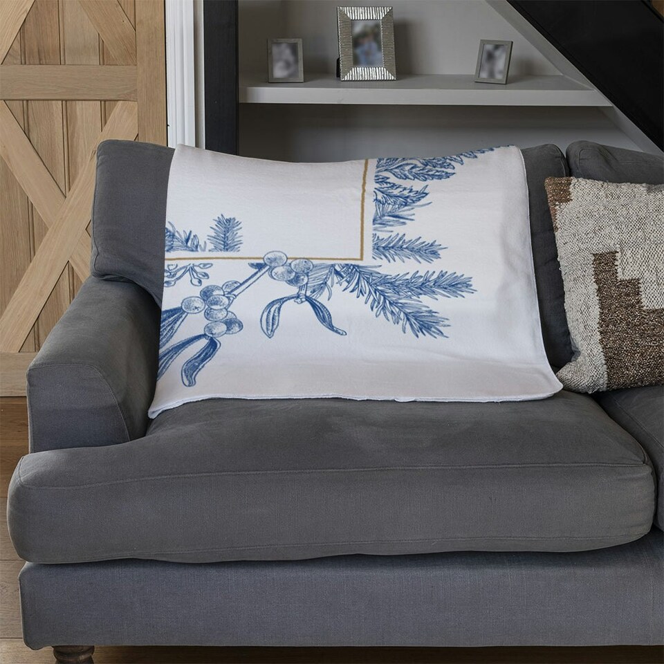 image 1 of Christmas holiday frame with pine branches (Blanket)