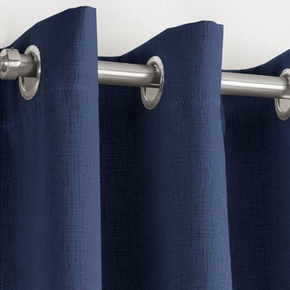 image 1 of Vogue Navy Curtains 90 x 54 inch (229 x 137 cm) Room Darkening Eyelet Thermal Noise Reducing Curtains for Bedroom and Living Room