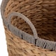image 4 of Small Round Water Hyacinth Basket With Grey Rope Border | Brown | Brown