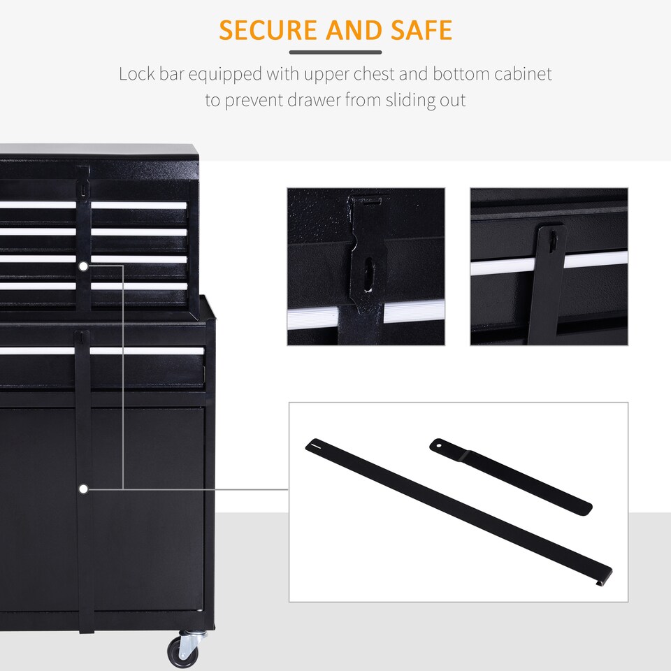 image 1 of DURHAND 2 in 1 Metal Tool Cabinet Storage Box Cabinet 5 Drawers Pegboard Chest