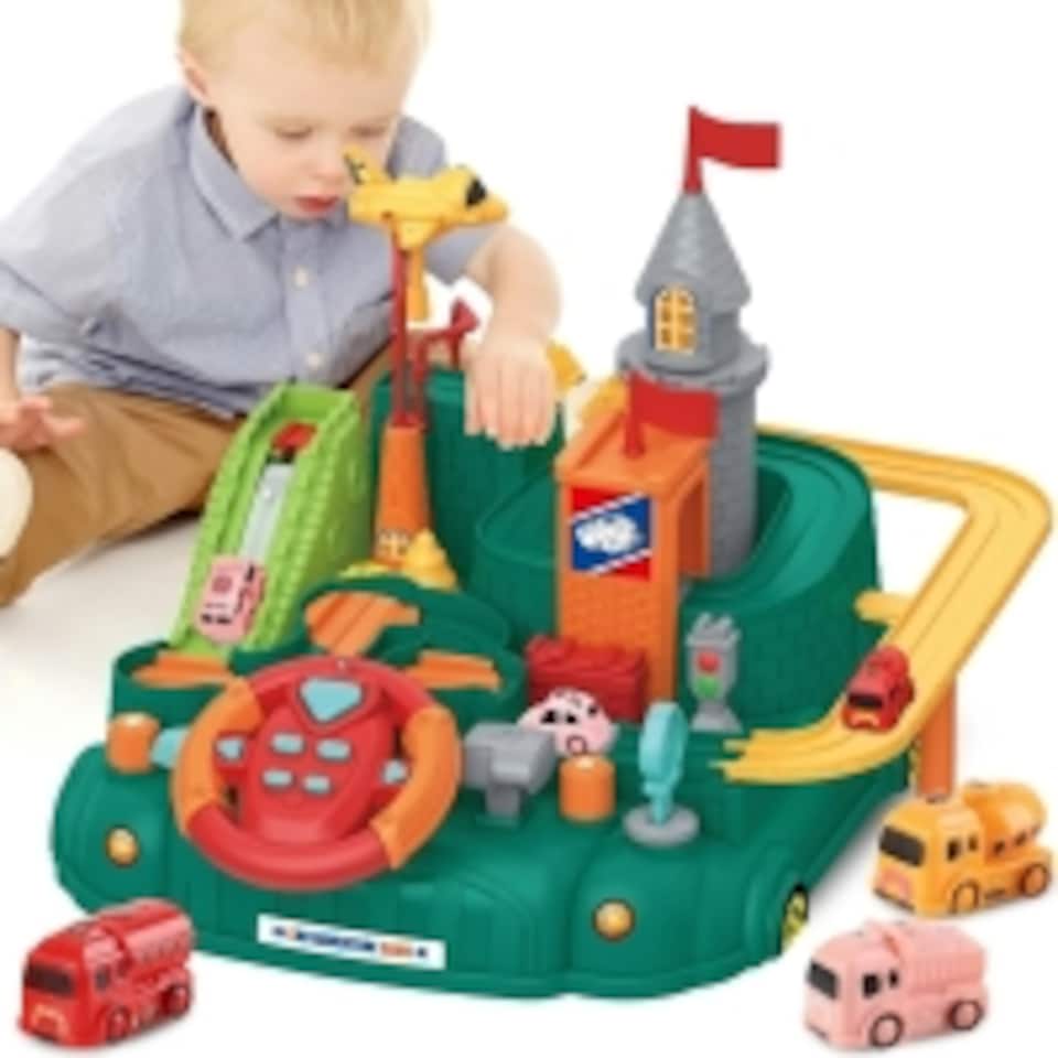 image 1 of Kids Race Track Car Adventure Toy – Preschool Educational Manual Car Racing Playset