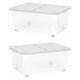 image 5 of 1 x 30 Litre Strong Stackable Folding Split Lid Storage Container Home Office Versatile Container With Wheels Clear