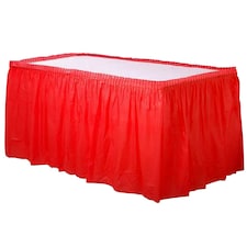 Unique Party Rectangular Plastic Table Skirt - Red - 73cm x 4.26m
