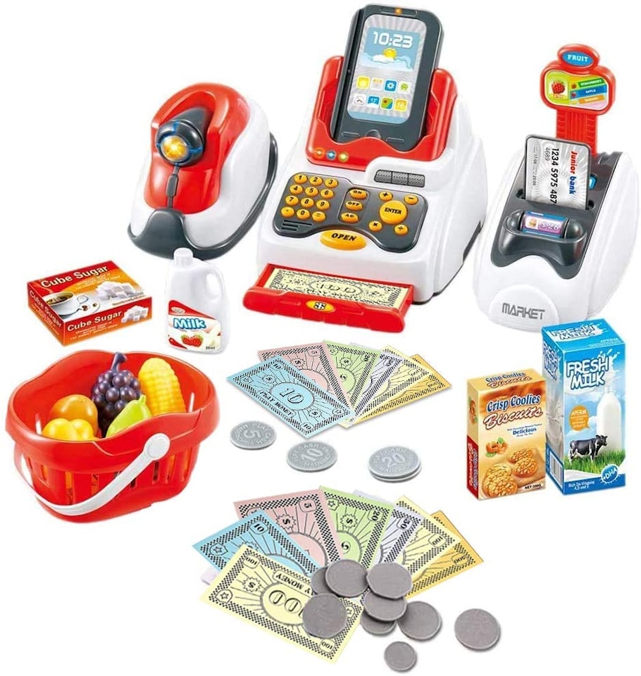 image 1 of Cash Register Toy for Kids – Electronic Play Till with Scanner, Card Reader, Play Money & Grocery Accessories – Educational Role Play Set Ages 3+