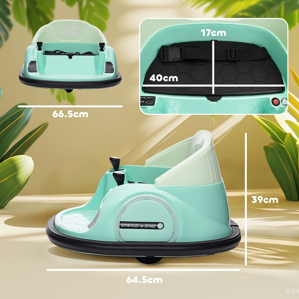 image 1 of AIYAPLAY 360 Degrees Rotation 12V Kids Bumper Car with Remote Control