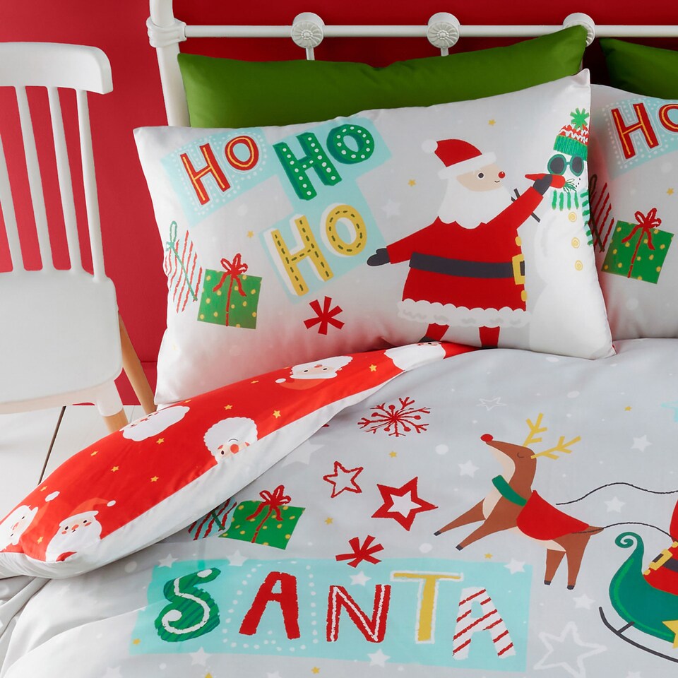image 1 of Bedlam Santa Please Stop Here Duvet Cover Set Grey