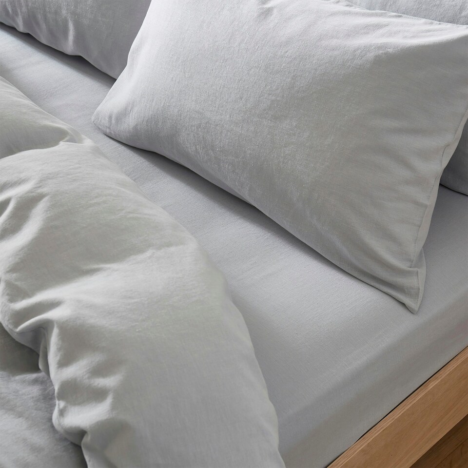 image 1 of Touch Of Linen - Ice Blue - Fitted Sheet Blue | Ice Blue | Super King